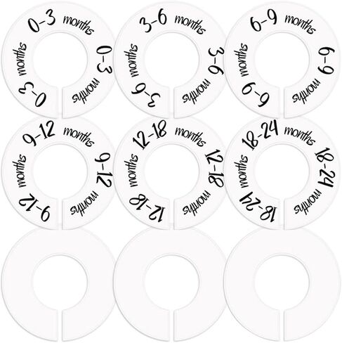 Baby Closet Dividers, 9 PCS Clothes Organizer Rack Size Dividers, Wardrobe Round Hangers Label Closet Organizer for Nursery Baby Clothes Size Age Dividers Fits 1.5" Rod in Saudi Arabia
