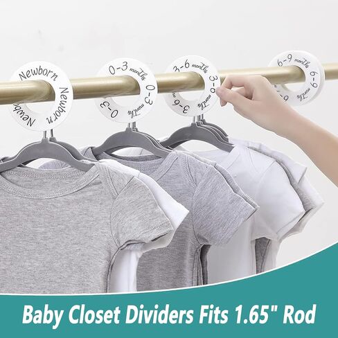 Baby Closet Dividers, 9 PCS Clothes Organizer Rack Size Dividers, Wardrobe Round Hangers Label Closet Organizer for Nursery Baby Clothes Size Age Dividers Fits 1.5" Rod in Saudi Arabia