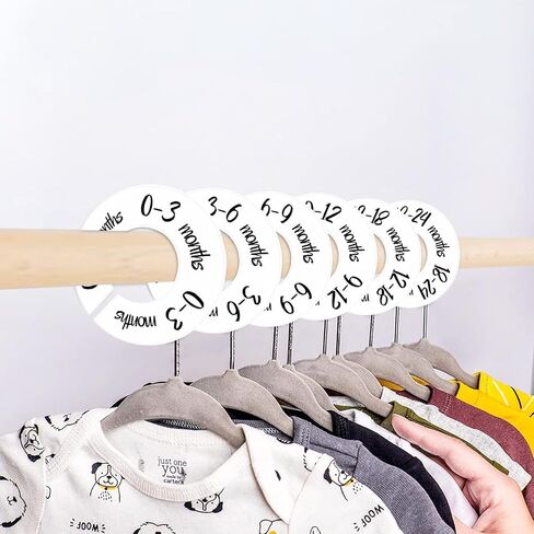 Baby Closet Dividers, 9 PCS Clothes Organizer Rack Size Dividers, Wardrobe Round Hangers Label Closet Organizer for Nursery Baby Clothes Size Age Dividers Fits 1.5" Rod in Saudi Arabia