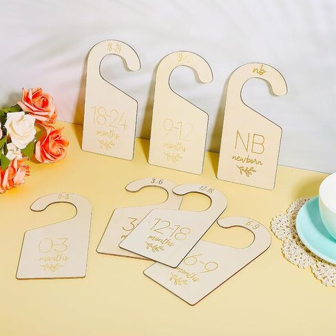 7pcs Baby Clothes Dividers Wardrobe Boy girl Closet Hanger Divider Organizer Reversible Band Size Storage Nursery Newborn Clothes Divider Closet Dividers for Baby Clothes Organizer Wooden in Saudi Arabia