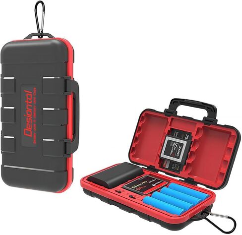 Camera Battery Case,Memory Card Case,Professional Water-Resistant Storage Box,for 2 LP-E6 Battery 2 CF Cards Or 2 XQD Cards 4 SD Cards 6 TF Cards for Canon EOS 5D Mark IV/III/II in Saudi Arabia