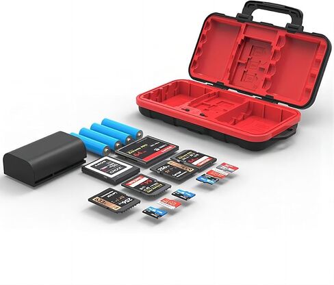 Camera Battery Case,Memory Card Case,Professional Water-Resistant Storage Box,for 2 LP-E6 Battery 2 CF Cards Or 2 XQD Cards 4 SD Cards 6 TF Cards for Canon EOS 5D Mark IV/III/II in Saudi Arabia