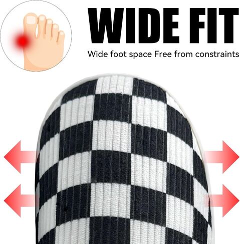 Slippers for Women Men with Memory Foam,Checkered Slippers for Women,Unisex Fuzzy House Shoes Slippers Outdoor Indoor,Plaid Scuff Slides,Comfy Slipper with Faux Fur Lining in Saudi Arabia