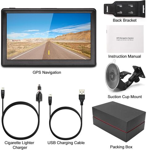 نظام تحديد المواقع العالمي (GPS) لمستكشف شاحنة السيارة - نظام الملاحة 7 بوصة، 2024 خرائط أمريكا/كندا/MX غير المتصلة بالإنترنت تحديث مجاني مدى الحياة، التوجيه الصوتي، تحذير كاميرا السرعة، شاشة لمس محمولة للسيارة RV GPS in Kuwait