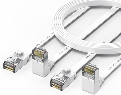 حقًا كابل إيثرنت Cat 6 برأس 90 درجة بطول 6 أقدام (2 حزمة) كبل شبكة إنترنت Cat6 بزاوية قائمة - كابلات تصحيح إيثرنت قصيرة - زاوية كابل LAN للكمبيوتر - أبيض in Kuwait