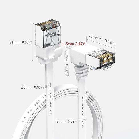 حقًا كابل إيثرنت Cat 6 برأس 90 درجة بطول 6 أقدام (2 حزمة) كبل شبكة إنترنت Cat6 بزاوية قائمة - كابلات تصحيح إيثرنت قصيرة - زاوية كابل LAN للكمبيوتر - أبيض in Kuwait