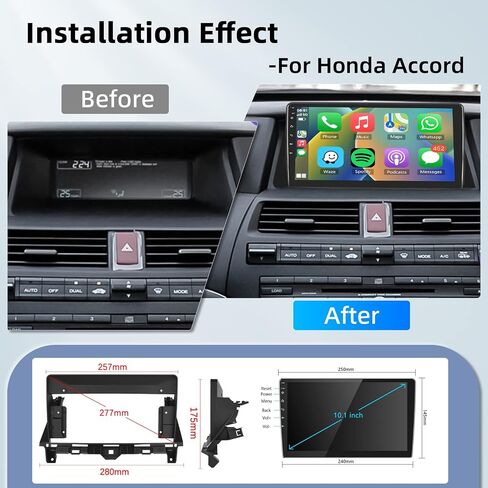 Android Car Stereo for Honda Accord 8th 2008 2009 2010 2011 2012 with GPS Navigation,podofo 10.1 Inch Touch Screen Android Car Radio Support Mirror Link Bluetooth WiFi FM/RDS+Backup Camera in Saudi Arabia