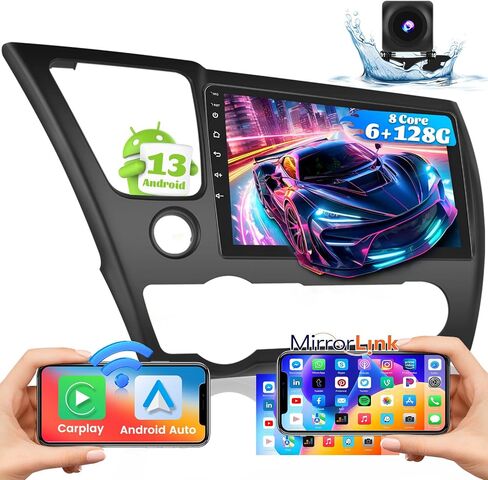 Hikity 4+64G Android 13 Carplay Stereo for 2013-2017 Honda Civic Radio with Wireless Carplay Android Auto, 9 Inch IPS Touch Screen, Bluetooth GPS WiFi 32EQ DSP FM RDS SWC+MIC, AHD Backup Camera in Saudi Arabia