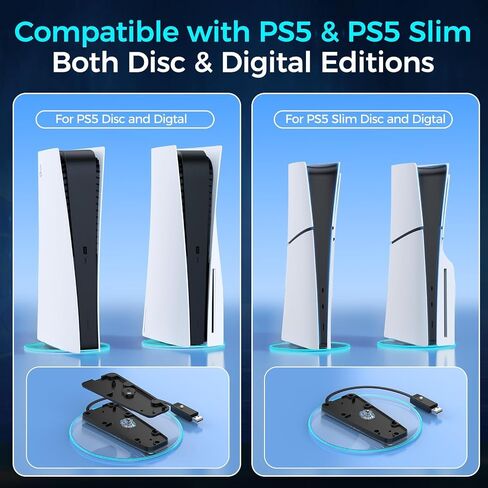 PS5 Charging Station Dock-Dualsense Edge Controller Charger for PlayStation 5 with LED Light&Included Type-C Cable,Fast Efficient PS5 Controller Charger in Saudi Arabia
