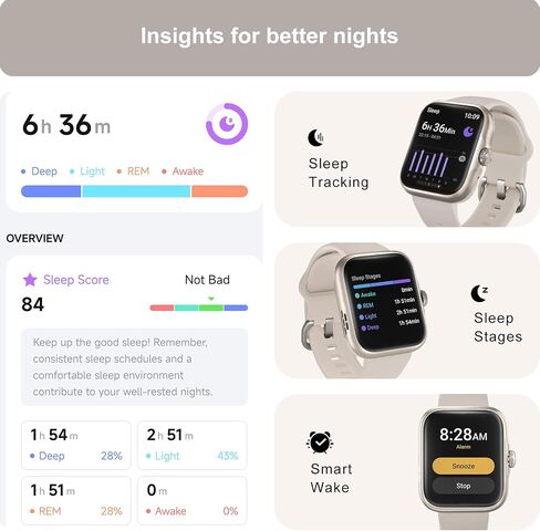 Choiz Smartwatch with Built-in GPS & Alexa - 1.78'' AMOLED HD Display - Running Watch - Fitness & Sleep Tracker - 60+ Sports Modes - 24/7 Heart Rate Monitor - Waterproof Smartwatch for Men/Women in Saudi Arabia