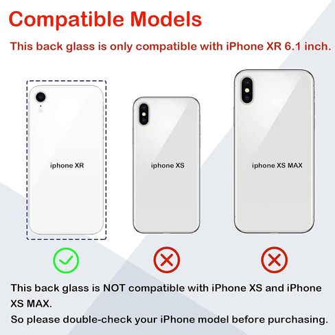 استبدال الزجاج الخلفي الخلفي OEM لجهاز iPhone XR 6.1 بوصة مع مجموعة أدوات إصلاح احترافية (أسود) in Kuwait