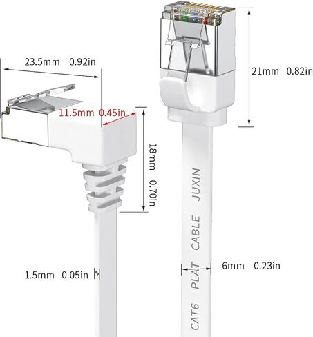 حقًا كابل إيثرنت Cat 6 برأس 90 درجة بطول 6 أقدام (2 حزمة) كبل شبكة إنترنت Cat6 بزاوية قائمة - كابلات تصحيح إيثرنت قصيرة - زاوية كابل LAN للكمبيوتر - أبيض in Kuwait