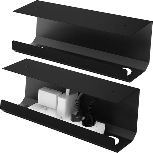 SleekTray Under Desk Cable Management Tray No Drill Wire Organizer for Standing Desk Large Sturdy Black Steel Rack, Raceway for Cords/Power Strip/Power Bricks | 1-Pack in Saudi Arabia
