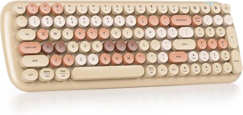 Wireless Bluetooth Typewriter Keyboard, 100 Keys Retro Round Keycap Colorful Mechanical Feel Membrane Office Candy Green Keyboard, for PC/Mac/Laptop/Tablet/Computer Windows (Forest Green) in Saudi Arabia