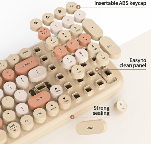 Wireless Bluetooth Typewriter Keyboard, 100 Keys Retro Round Keycap Colorful Mechanical Feel Membrane Office Candy Green Keyboard, for PC/Mac/Laptop/Tablet/Computer Windows (Forest Green) in Saudi Arabia