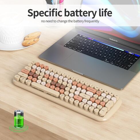 Wireless Bluetooth Typewriter Keyboard, 100 Keys Retro Round Keycap Colorful Mechanical Feel Membrane Office Candy Green Keyboard, for PC/Mac/Laptop/Tablet/Computer Windows (Forest Green) in Saudi Arabia