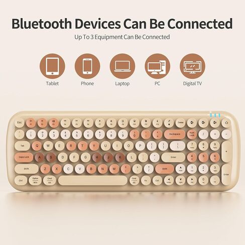 Wireless Bluetooth Typewriter Keyboard, 100 Keys Retro Round Keycap Colorful Mechanical Feel Membrane Office Candy Green Keyboard, for PC/Mac/Laptop/Tablet/Computer Windows (Forest Green) in Saudi Arabia