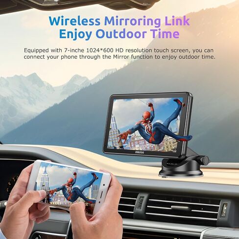A-pple Carplay & Android Auto، شاشة Carplay مقاس 7 بوصات للسيارة مع تحكم صوتي مساعد Siri & G-oogle حساس للضوء، وصلة مرآة، بلوتوث، مناسبة لنماذج مختلفة in Saudi Arabia