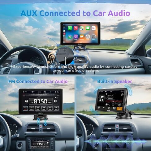 A-pple Carplay & Android Auto، شاشة Carplay مقاس 7 بوصات للسيارة مع تحكم صوتي مساعد Siri & G-oogle حساس للضوء، وصلة مرآة، بلوتوث، مناسبة لنماذج مختلفة in Saudi Arabia