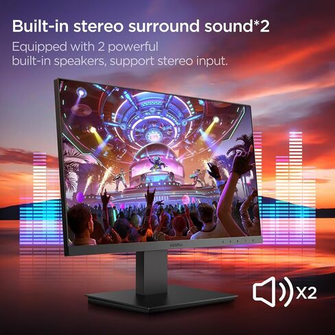 شاشات كمبيوتر KOORUI مقاس 27 بوصة عالية الدقة بالكامل (1080 بكسل) 100 هرتز IPS مع منفذ HDMI وVGA sRGB بنسبة 99%، وVESA، ومكبر صوت مدمج بدون إطار مجانًا (N02) in Kuwait