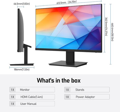 شاشات كمبيوتر KOORUI مقاس 27 بوصة عالية الدقة بالكامل (1080 بكسل) 100 هرتز IPS مع منفذ HDMI وVGA sRGB بنسبة 99%، وVESA، ومكبر صوت مدمج بدون إطار مجانًا (N02) in Kuwait