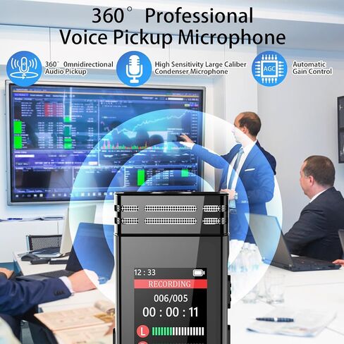 64GB Digital Voice Activated Recorder for Lectures Meetings, 4608 Hours Audio Recording Device with Playback & Port USB C, Dual MIC Tape Recorder Device for Lecture A-B Repeat, MP3 Player, Password in Saudi Arabia