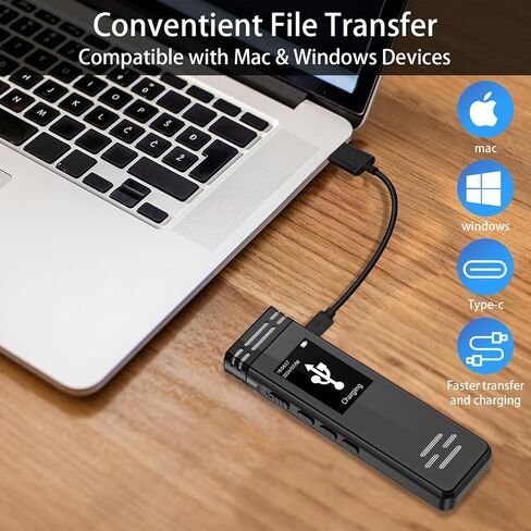 64GB Digital Voice Activated Recorder for Lectures Meetings, 4608 Hours Audio Recording Device with Playback & Port USB C, Dual MIC Tape Recorder Device for Lecture A-B Repeat, MP3 Player, Password in Saudi Arabia