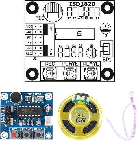 AITRIP 5 pcs ISD1820 Sound Voice Recording Playback Module Sound Recorder Board with Microphone Audio Loudspeaker in Saudi Arabia