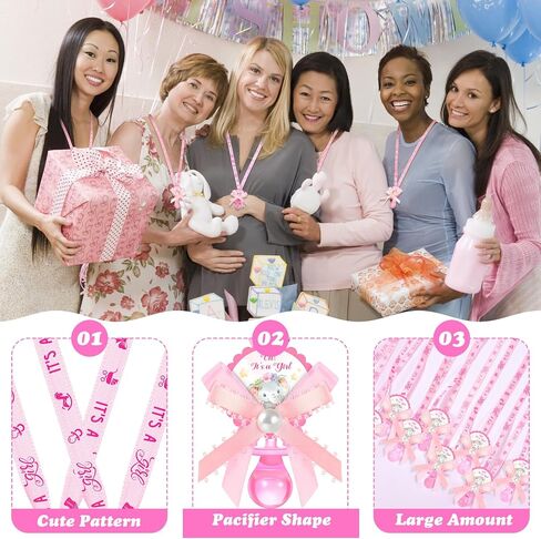 36 Pcs Baby Shower Pacifiers Necklace Girls Boys Elephant Acrylic Gender Reveal Baby Pacifiers for Baby Shower with Tags Decoration for Guests Gender Reveal Party Favors(Blue, Boy) in Kuwait