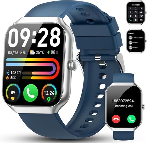 ساعة ذكية للرجال والنساء (الرد/إجراء مكالمة)، ساعة ذكية عالية الدقة 1.96 بوصة للياقة البدنية مع 110+ رياضة IP68 مقاومة للماء، معدل ضربات القلب/مراقبة النوم/عداد الخطى/السعرات الحرارية، متتبع نشاط اللياقة البدنية لنظام Android iOS in Kuwait