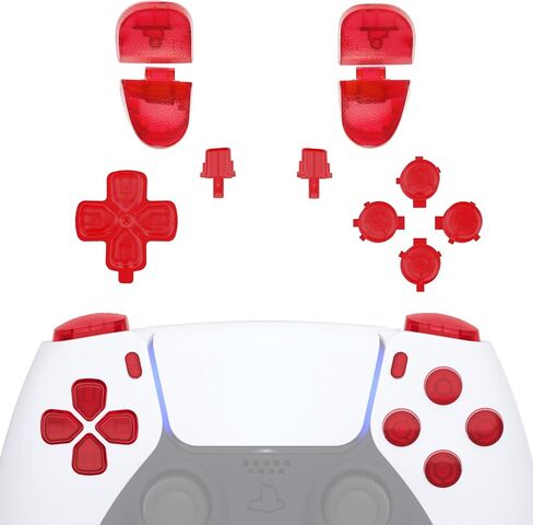 eXtremeRate Replacement D-pad R1 L1 R2 L2 Triggers Share Options Face Buttons, Clear Full Set Buttons Compatible with ps5 Controller BDM-030 BDM-040 BDM-050 - Controller NOT Included in Saudi Arabia