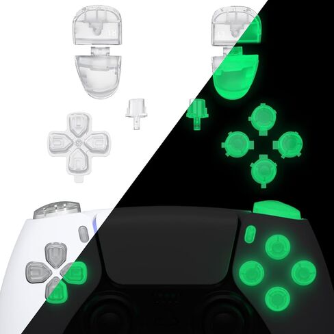 eXtremeRate Replacement D-pad R1 L1 R2 L2 Triggers Share Options Face Buttons, Clear Full Set Buttons Compatible with ps5 Controller BDM-030 BDM-040 BDM-050 - Controller NOT Included in Saudi Arabia
