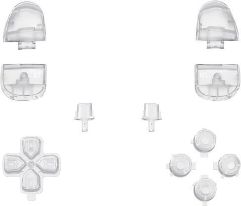 eXtremeRate Replacement D-pad R1 L1 R2 L2 Triggers Share Options Face Buttons, Clear Full Set Buttons Compatible with ps5 Controller BDM-030 BDM-040 BDM-050 - Controller NOT Included in Saudi Arabia