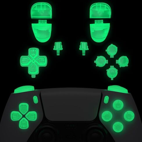 eXtremeRate Replacement D-pad R1 L1 R2 L2 Triggers Share Options Face Buttons, Clear Full Set Buttons Compatible with ps5 Controller BDM-030 BDM-040 BDM-050 - Controller NOT Included in Saudi Arabia