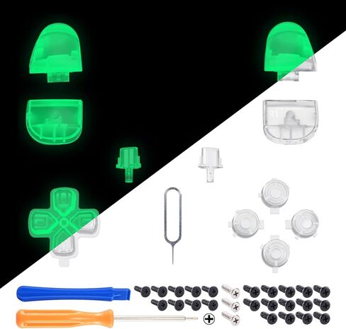 eXtremeRate Replacement D-pad R1 L1 R2 L2 Triggers Share Options Face Buttons, Clear Full Set Buttons Compatible with ps5 Controller BDM-030 BDM-040 BDM-050 - Controller NOT Included in Saudi Arabia