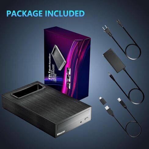 4 in 1 External Blu-ray Drive, 16X Read Speed with Hard Drive Docking Station, USB 3.0 Type C External Blu Ray DVD Drive Burner, for PC Compatible with Windows XP/7/8/10/11 Mac Laptop Desktop in Saudi Arabia