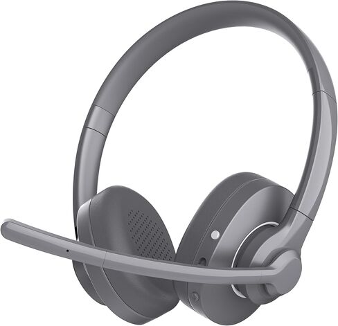Wireless Headset with Mic for Work, Bluetooth V5.3 Headset with Noise Cancelling Microphone for Teams/Zoom, Wireless Computer Headset for Noisy Office/Work from Home（Gray） in Kuwait