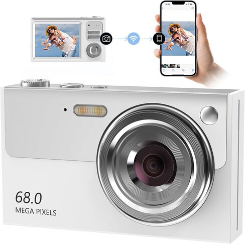 ترقية الكاميرات الرقمية للمراهقين، FHD 4K 68MP التركيز التلقائي للكاميرا الرقمية مع بطاقة SD سعة 32 جيجابايت وتكبير 16X، كاميرات للتصوير الفوتوغرافي وكاميرا مدمجة للتصوير الفوتوغرافي للمراهقين والبنات والأطفال المبتدئين in Saudi Arabia