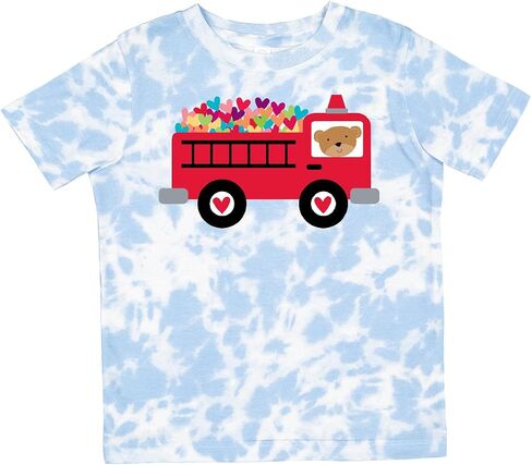 inktastic Valentine Fire Truck Heart Bear Toddler T-Shirt in Kuwait