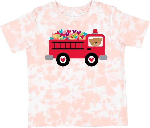 inktastic Valentine Fire Truck Heart Bear Toddler T-Shirt in Kuwait