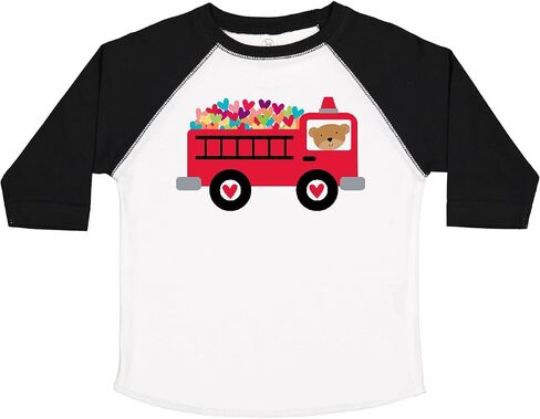 inktastic Valentine Fire Truck Heart Bear Toddler T-Shirt in Kuwait