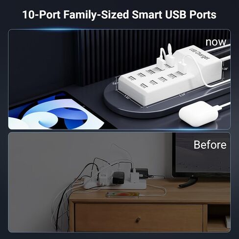 USB Charging Station, 50W10A 10-Port USB Charger Block, Multi USB Charging Station,USB Power Strip iPhone/iPad/Samsung Galaxy Note Tablet Android Smartphone Multi-Function Device,Charging(BIack) in Saudi Arabia