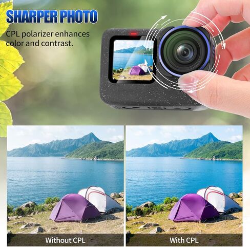 مجموعة مرشح FPVERA ND لـ GoPro Hero 12 11 10 9 أسود، 6 عبوات CPL ND8، ND16، ND32، ND64، ND1000 مجموعة مرشح عدسات الكاميرا المستقطبة مع إطار من سبائك الألومنيوم وزجاج بصري HD AGC مطلي بـ 18 طبقة in Kuwait