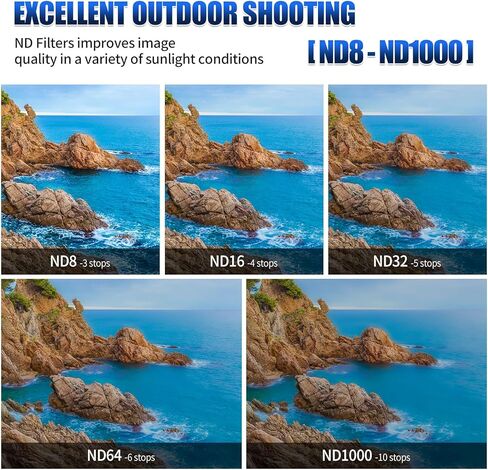 مجموعة مرشح FPVERA ND لـ GoPro Hero 12 11 10 9 أسود، 6 عبوات CPL ND8، ND16، ND32، ND64، ND1000 مجموعة مرشح عدسات الكاميرا المستقطبة مع إطار من سبائك الألومنيوم وزجاج بصري HD AGC مطلي بـ 18 طبقة in Kuwait