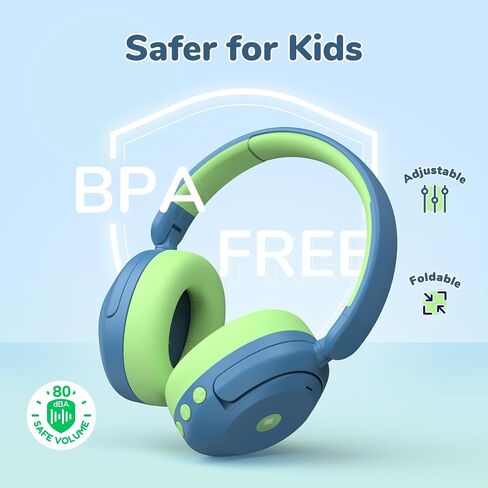 iClever BTH20 Active Noise Cancelling Headphones for Kids, 60H Play Time, 80dBA Safe Volume, Comfortable Fit, Bluetooth5.4, Award-Winning Over Ear Kids Headphones Wireless AUX Cord for Airplane Travel in Saudi Arabia