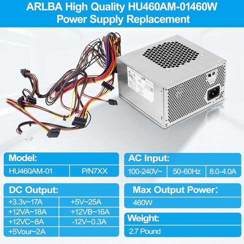 ترقية HU460AM-01 460W مزود الطاقة AC460AM-01 DPS-460DB-15 WY7XX WC1T4 D460AM-03 L350AM-00 متوافق مع Dell XPS 8930 8920 8910 8900 8700 8300 8100 Alien-Ware Aurora R5 in Kuwait