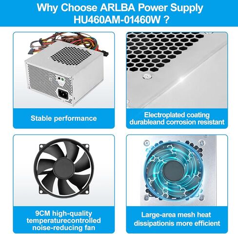 ترقية HU460AM-01 460W مزود الطاقة AC460AM-01 DPS-460DB-15 WY7XX WC1T4 D460AM-03 L350AM-00 متوافق مع Dell XPS 8930 8920 8910 8900 8700 8300 8100 Alien-Ware Aurora R5 in Kuwait