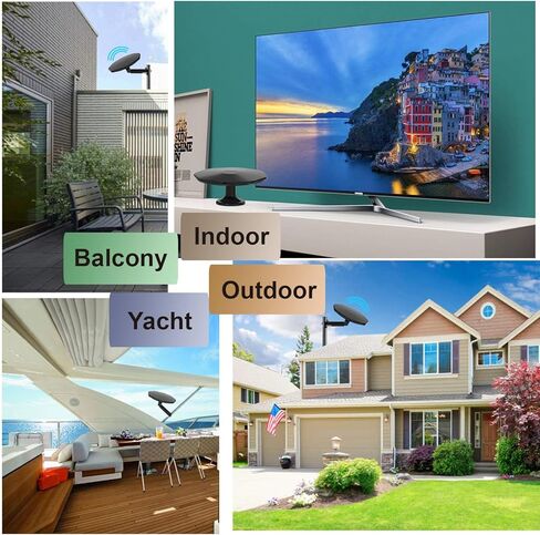 Outdoor TV Antenna 360° omnidirectional Reception Over 100 Miles Range Enhanced VHF and UHF 4K HD Digital TV Antenna, 32 feet RG6 coaxial Cable (Outdoor TV Antenna Black) in Kuwait