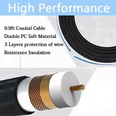 Outdoor TV Antenna 360° omnidirectional Reception Over 100 Miles Range Enhanced VHF and UHF 4K HD Digital TV Antenna, 32 feet RG6 coaxial Cable (Outdoor TV Antenna Black) in Kuwait