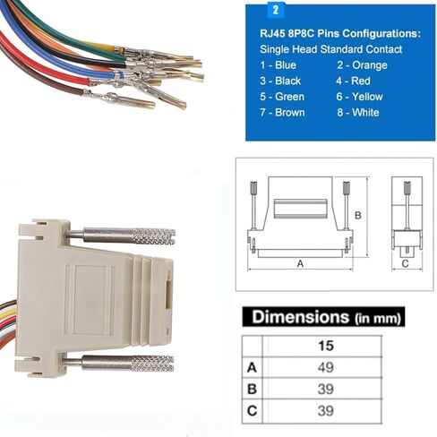 10 قطعة محول إيثرنت ذكر DB15، منفذ تسلسلي 15 دبوس ذكر إلى RJ45 إيثرنت LAN تمديد محول وحدات، M/F in Kuwait